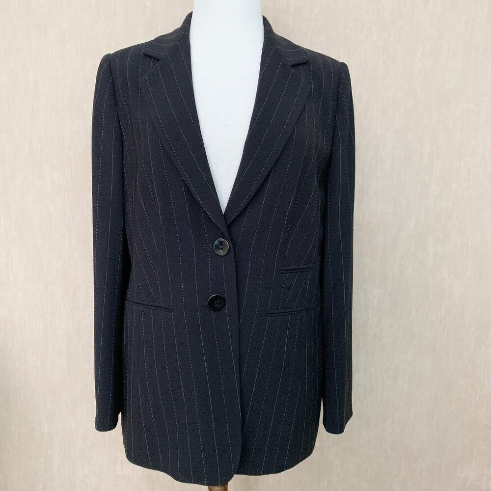 PLANET Black Pinstripe Single-Breasted Pantsuit Set | Size 12